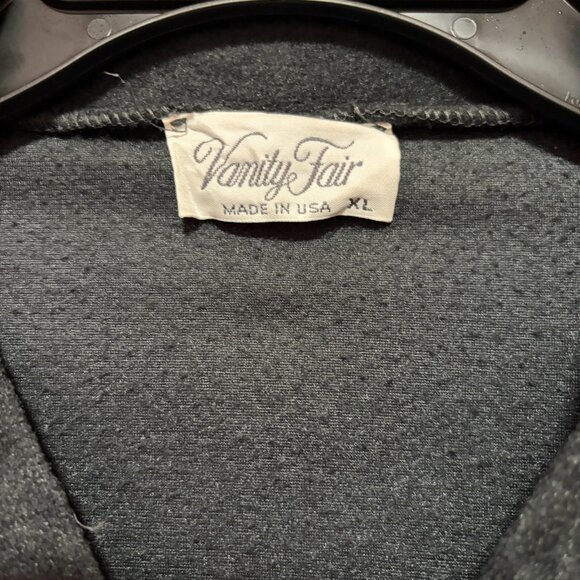 Vintage Vanity Fair Nightgown Womens XL Gray Velvet Velour Embroidered Zip Coat - Picture 8 of 11